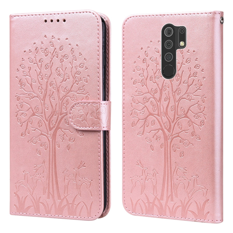 Tree & Deer Pattern Pressed Flip Leather Phone Case, For Xiaomi Redmi Note 8 2021 / Note 8, For Xiaomi Redmi 9 / Redmi 10X, For Xiaomi Redmi Note 10 5G / Poco M3 Pro 5G, For Xiaomi Redmi Note 10 / Note 10S