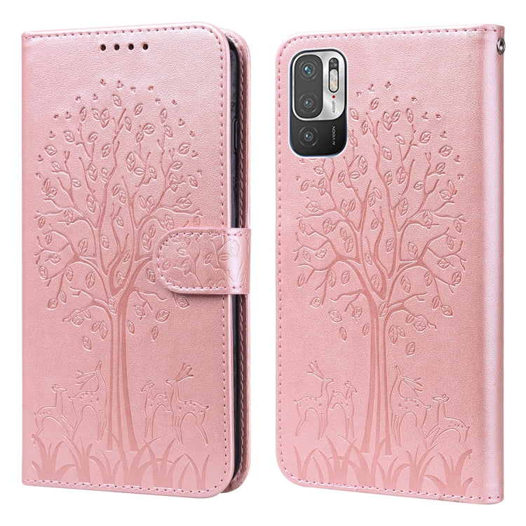 Tree & Deer Pattern Pressed Flip Leather Phone Case, For Xiaomi Redmi Note 8 2021 / Note 8, For Xiaomi Redmi 9 / Redmi 10X, For Xiaomi Redmi Note 10 5G / Poco M3 Pro 5G, For Xiaomi Redmi Note 10 / Note 10S