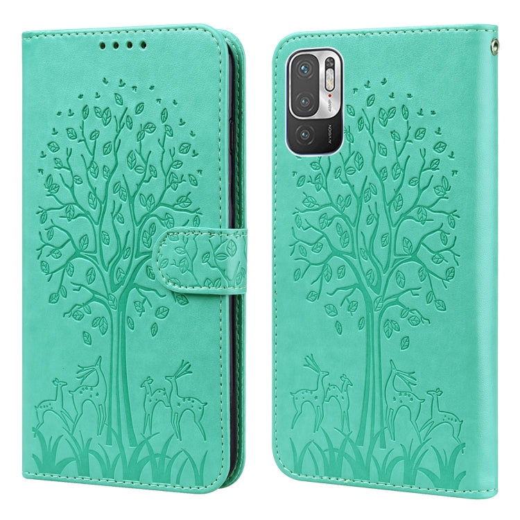 Tree & Deer Pattern Pressed Flip Leather Phone Case, For Xiaomi Redmi Note 8 2021 / Note 8, For Xiaomi Redmi 9 / Redmi 10X, For Xiaomi Redmi Note 10 5G / Poco M3 Pro 5G, For Xiaomi Redmi Note 10 / Note 10S