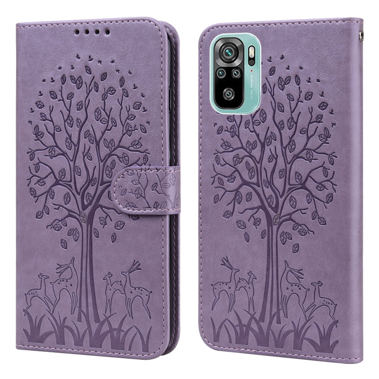 Tree & Deer Pattern Pressed Flip Leather Phone Case, For Xiaomi Redmi Note 8 2021 / Note 8, For Xiaomi Redmi 9 / Redmi 10X, For Xiaomi Redmi Note 10 5G / Poco M3 Pro 5G, For Xiaomi Redmi Note 10 / Note 10S