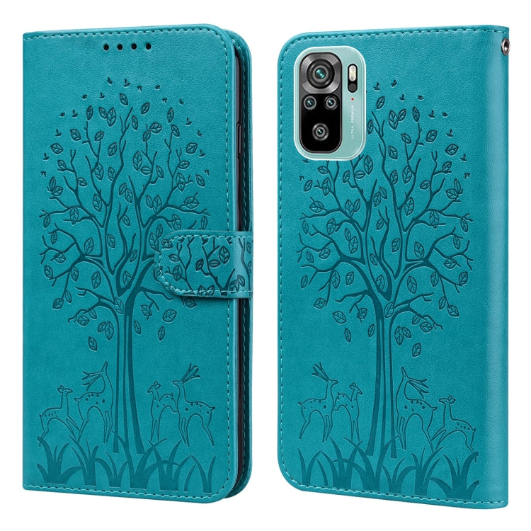 Tree & Deer Pattern Pressed Flip Leather Phone Case, For Xiaomi Redmi Note 8 2021 / Note 8, For Xiaomi Redmi 9 / Redmi 10X, For Xiaomi Redmi Note 10 5G / Poco M3 Pro 5G, For Xiaomi Redmi Note 10 / Note 10S