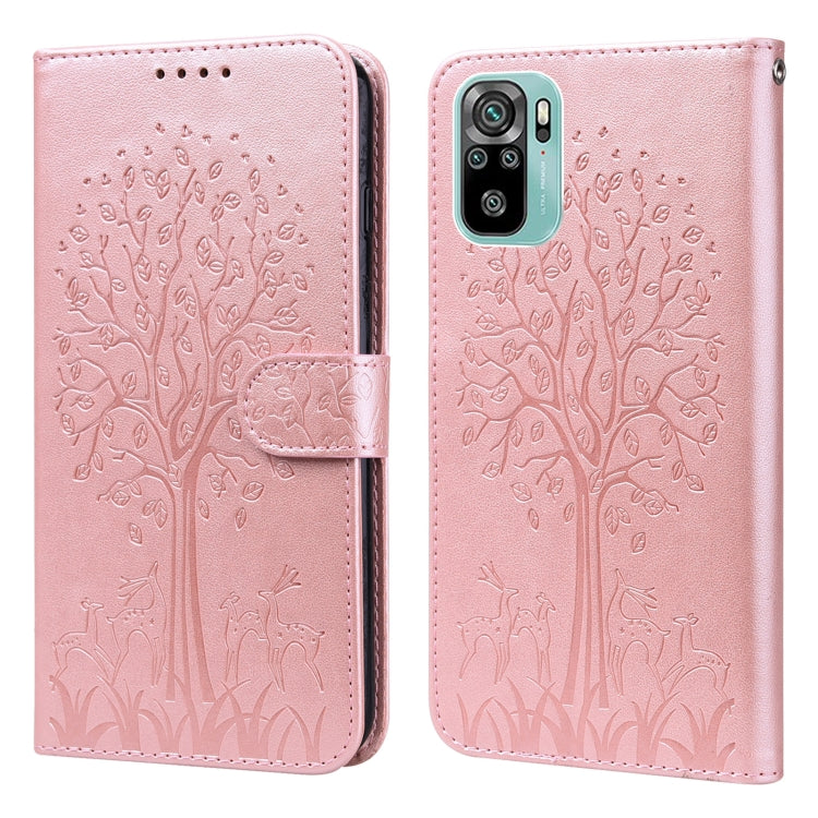 Tree & Deer Pattern Pressed Flip Leather Phone Case, For Xiaomi Redmi Note 8 2021 / Note 8, For Xiaomi Redmi 9 / Redmi 10X, For Xiaomi Redmi Note 10 5G / Poco M3 Pro 5G, For Xiaomi Redmi Note 10 / Note 10S