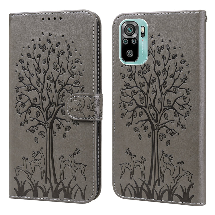 Tree & Deer Pattern Pressed Flip Leather Phone Case, For Xiaomi Redmi Note 8 2021 / Note 8, For Xiaomi Redmi 9 / Redmi 10X, For Xiaomi Redmi Note 10 5G / Poco M3 Pro 5G, For Xiaomi Redmi Note 10 / Note 10S
