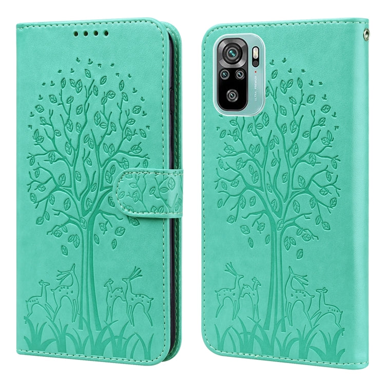 Tree & Deer Pattern Pressed Flip Leather Phone Case, For Xiaomi Redmi Note 8 2021 / Note 8, For Xiaomi Redmi 9 / Redmi 10X, For Xiaomi Redmi Note 10 5G / Poco M3 Pro 5G, For Xiaomi Redmi Note 10 / Note 10S