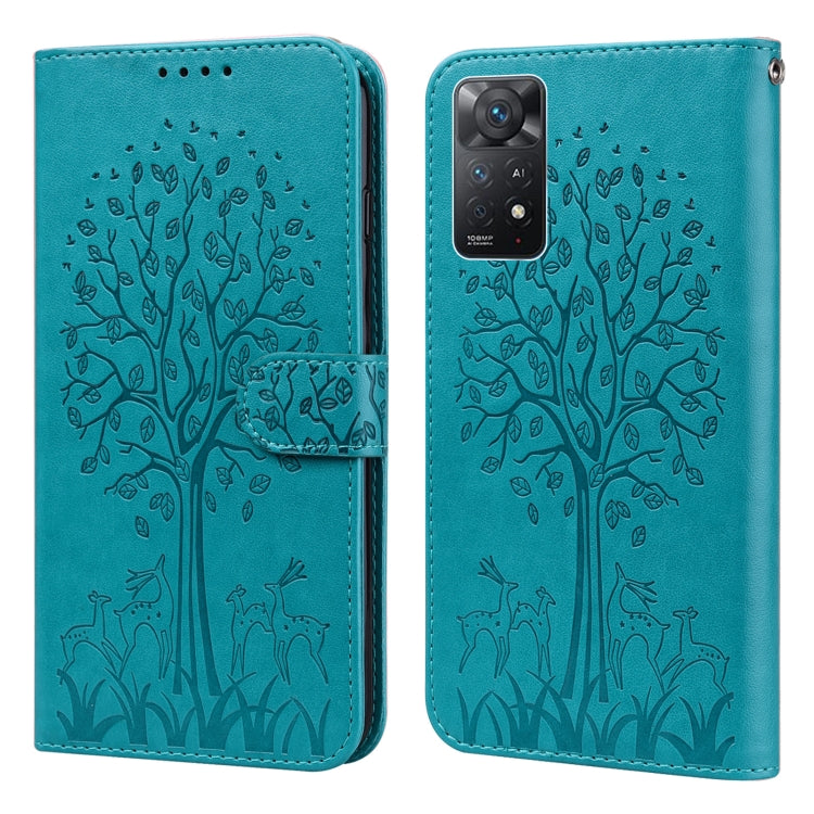 Tree & Deer Pattern Pressed Flip Leather Phone Case, For Xiaomi Redmi Note 10 Pro / Note 10 Pro Max, For Xiaomi Redmi Note 11 4G, For Xiaomi Redmi Note 11 Pro 4G / 5G, For Xiaomi Redmi Note 9 Pro / Note 9 Pro Max