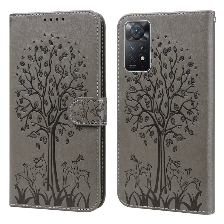 Tree & Deer Pattern Pressed Flip Leather Phone Case, For Xiaomi Redmi Note 10 Pro / Note 10 Pro Max, For Xiaomi Redmi Note 11 4G, For Xiaomi Redmi Note 11 Pro 4G / 5G, For Xiaomi Redmi Note 9 Pro / Note 9 Pro Max