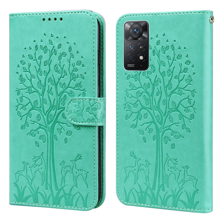 Tree & Deer Pattern Pressed Flip Leather Phone Case, For Xiaomi Redmi Note 10 Pro / Note 10 Pro Max, For Xiaomi Redmi Note 11 4G, For Xiaomi Redmi Note 11 Pro 4G / 5G, For Xiaomi Redmi Note 9 Pro / Note 9 Pro Max