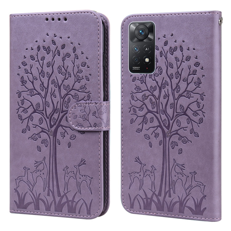Tree & Deer Pattern Pressed Flip Leather Phone Case, For Xiaomi Redmi Note 10 Pro / Note 10 Pro Max, For Xiaomi Redmi Note 11 4G, For Xiaomi Redmi Note 11 Pro 4G / 5G, For Xiaomi Redmi Note 9 Pro / Note 9 Pro Max