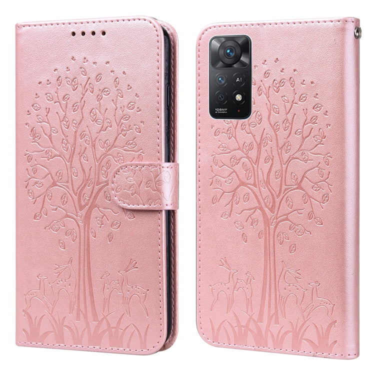 Tree & Deer Pattern Pressed Flip Leather Phone Case, For Xiaomi Redmi Note 10 Pro / Note 10 Pro Max, For Xiaomi Redmi Note 11 4G, For Xiaomi Redmi Note 11 Pro 4G / 5G, For Xiaomi Redmi Note 9 Pro / Note 9 Pro Max