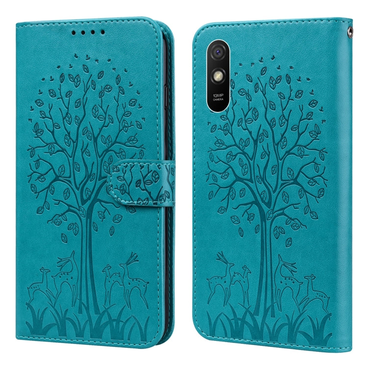 Tree & Deer Pattern Pressed Flip Leather Phone Case, For Xiaomi Redmi 9A, For Xiaomi Poco C3 / Redmi 9C