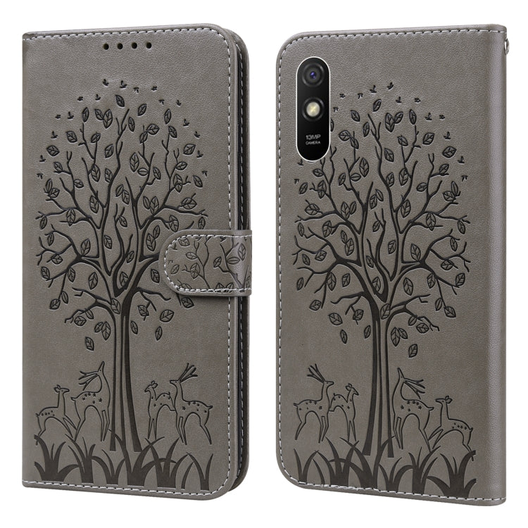 Tree & Deer Pattern Pressed Flip Leather Phone Case, For Xiaomi Redmi 9A, For Xiaomi Poco C3 / Redmi 9C