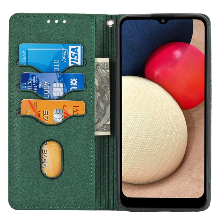 Woven Texture Stitching Magnetic PU Leather Phone Case, For Samsung Galaxy A03s 164.2mm US Version