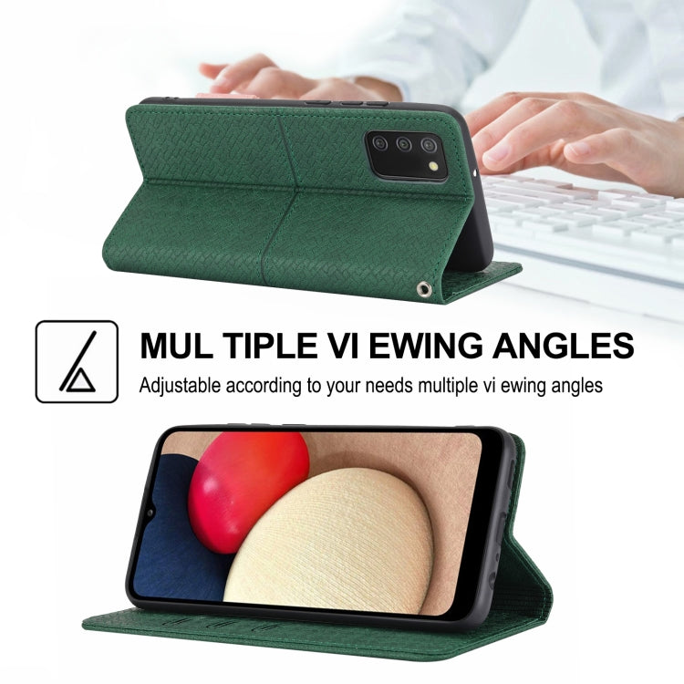 Woven Texture Stitching Magnetic PU Leather Phone Case, For Samsung Galaxy A03s 164.2mm US Version