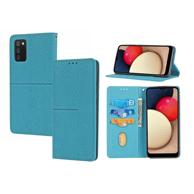 Woven Texture Stitching Magnetic PU Leather Phone Case, For Samsung Galaxy A03s 164.2mm US Version