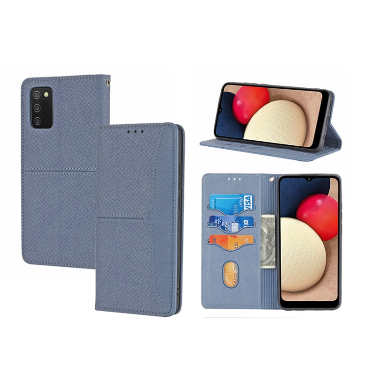Woven Texture Stitching Magnetic PU Leather Phone Case, For Samsung Galaxy A03s 164.2mm US Version