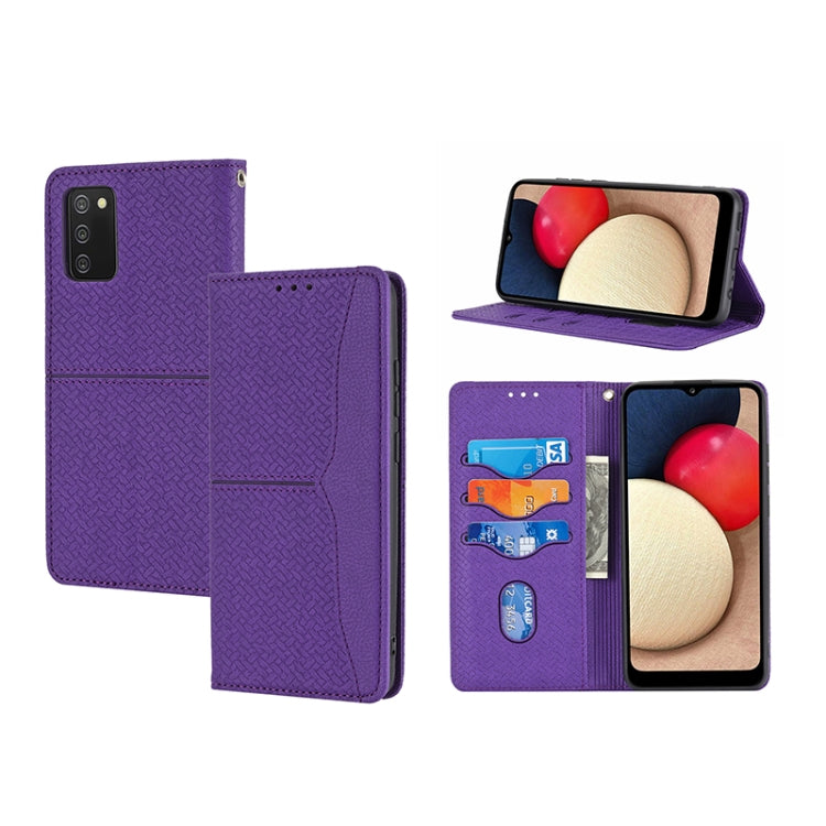 Woven Texture Stitching Magnetic PU Leather Phone Case, For Samsung Galaxy A03s 164.2mm US Version