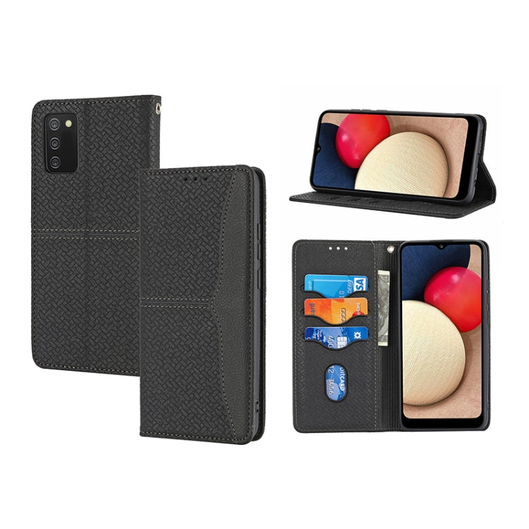 Woven Texture Stitching Magnetic PU Leather Phone Case, For Samsung Galaxy A03s 164.2mm US Version
