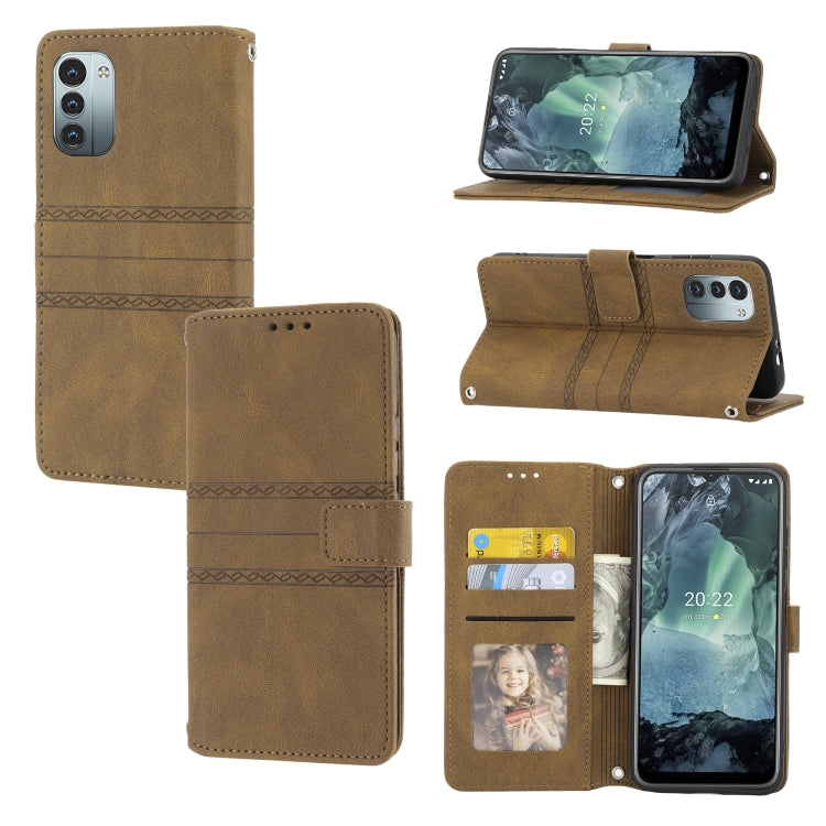 Embossed Striped Magnetic Buckle Horizontal Flip Phone Leather Case, For Nokia G21 / G11, For Google Pixel 7 Pro, For Kyocera Android One S9 / Digno Sanga Edition, For OPPO Realme C31 4G Global