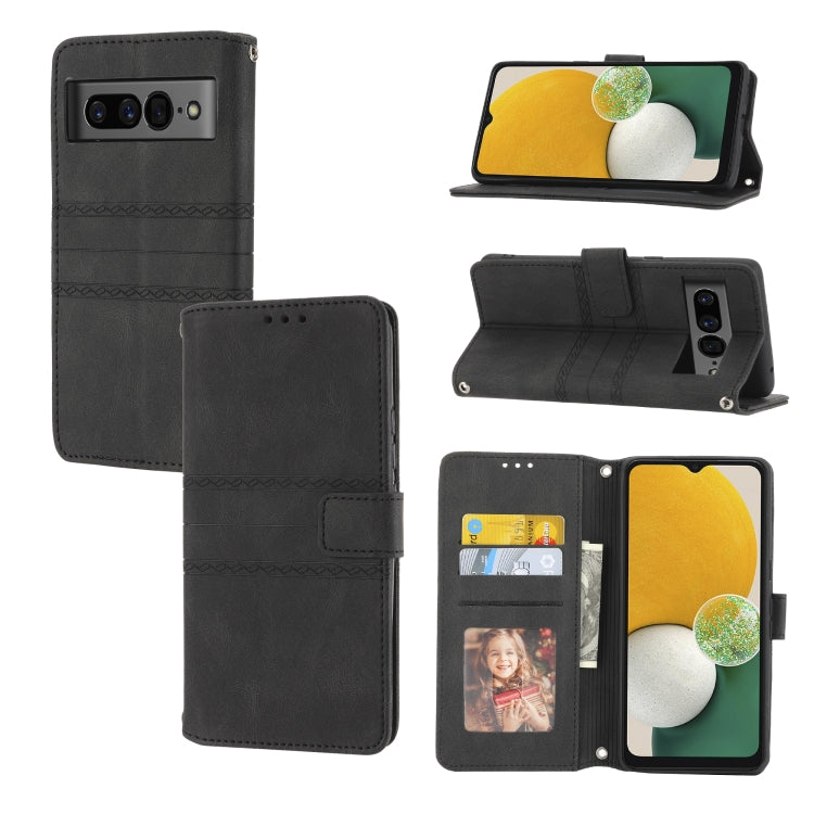 Embossed Striped Magnetic Buckle Horizontal Flip Phone Leather Case, For Nokia G21 / G11, For Google Pixel 7 Pro, For Kyocera Android One S9 / Digno Sanga Edition, For OPPO Realme C31 4G Global