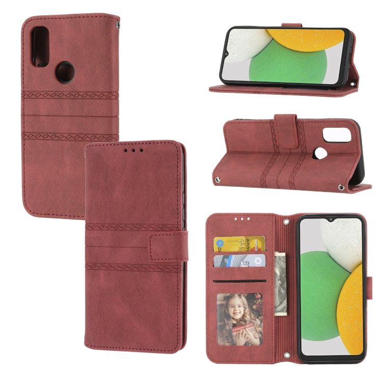 Embossed Striped Magnetic Buckle Horizontal Flip Phone Leather Case, For Nokia G21 / G11, For Google Pixel 7 Pro, For Kyocera Android One S9 / Digno Sanga Edition, For OPPO Realme C31 4G Global