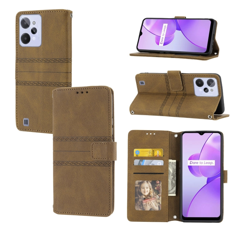Embossed Striped Magnetic Buckle Horizontal Flip Phone Leather Case, For Nokia G21 / G11, For Google Pixel 7 Pro, For Kyocera Android One S9 / Digno Sanga Edition, For OPPO Realme C31 4G Global