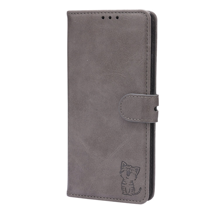Embossed Happy Cat Pattern Leather Phone Case, For Google Pixel 6a, For Google Pixel 7 5G, For Google Pixel 7 Pro 5G, For Xiaomi Redmi 10A