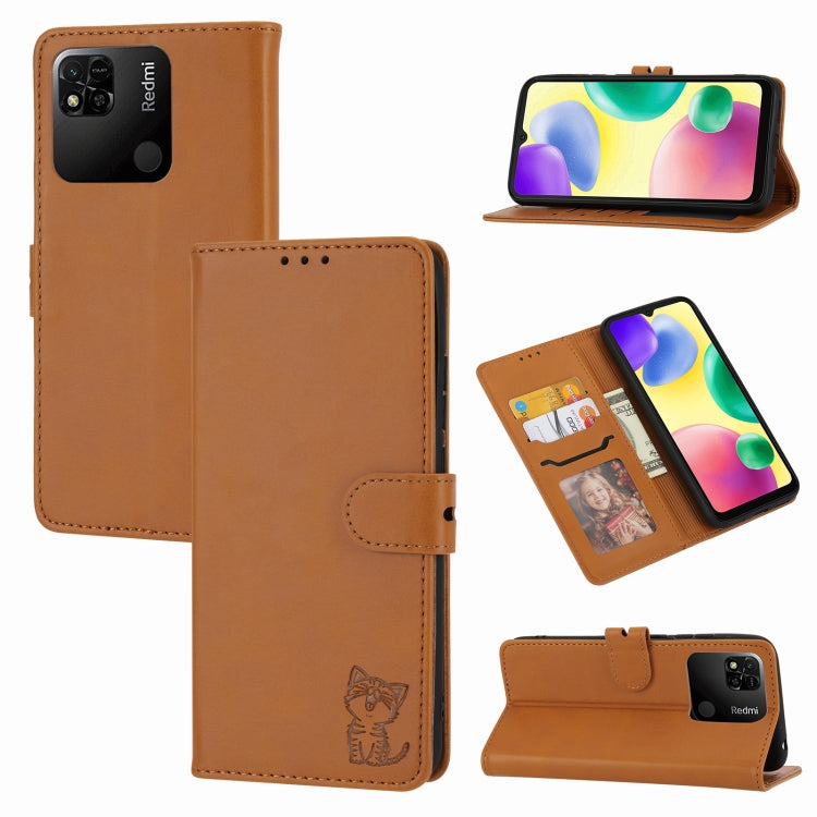 Embossed Happy Cat Pattern Leather Phone Case, For Google Pixel 6a, For Google Pixel 7 5G, For Google Pixel 7 Pro 5G, For Xiaomi Redmi 10A