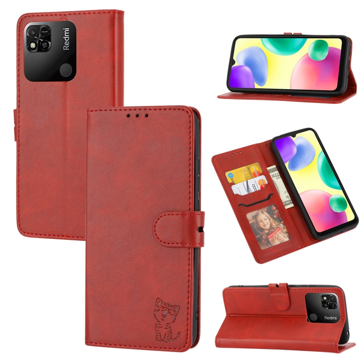 Embossed Happy Cat Pattern Leather Phone Case, For Google Pixel 6a, For Google Pixel 7 5G, For Google Pixel 7 Pro 5G, For Xiaomi Redmi 10A