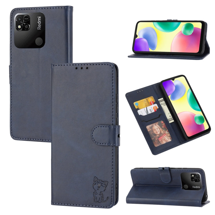 Embossed Happy Cat Pattern Leather Phone Case, For Google Pixel 6a, For Google Pixel 7 5G, For Google Pixel 7 Pro 5G, For Xiaomi Redmi 10A