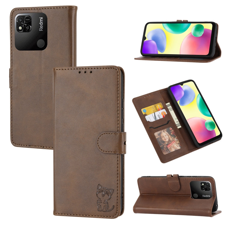 Embossed Happy Cat Pattern Leather Phone Case, For Google Pixel 6a, For Google Pixel 7 5G, For Google Pixel 7 Pro 5G, For Xiaomi Redmi 10A