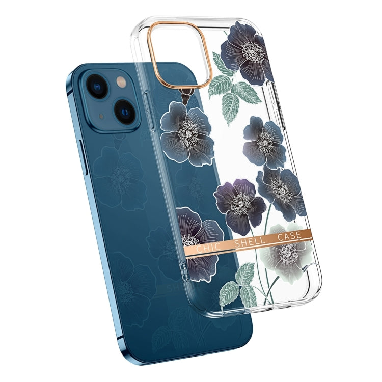 Translucent Electroplating Flower Phone Case, For iPhone 14, For iPhone 14 Pro, For iPhone 14 Plus
