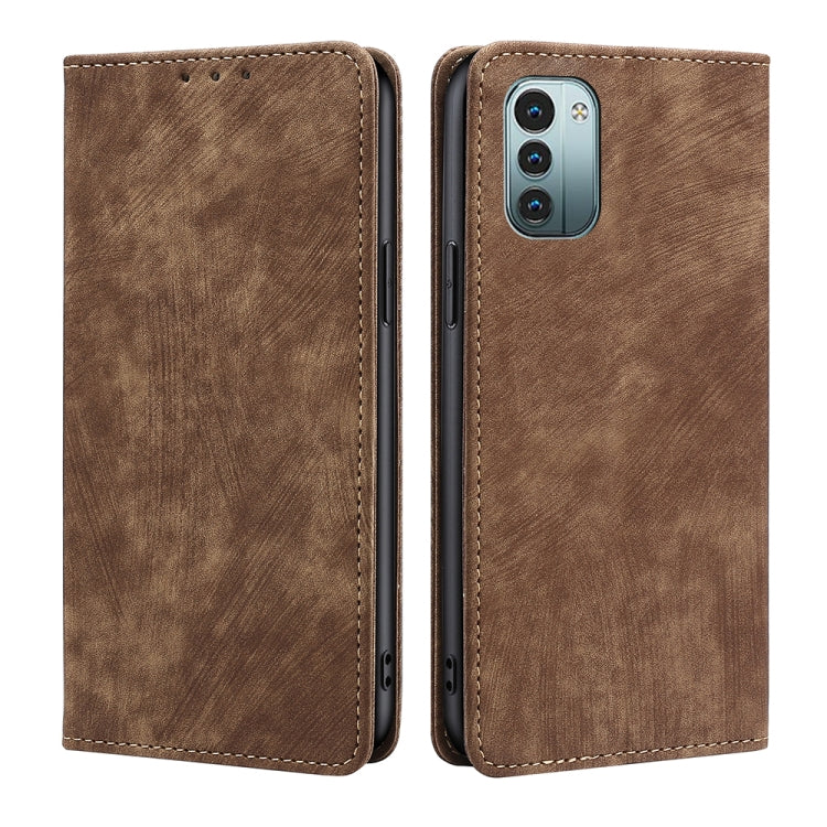 Anti-theft Brush Magnetic Leather Phone Case, For Nokia C200, For Nokia G21/G11