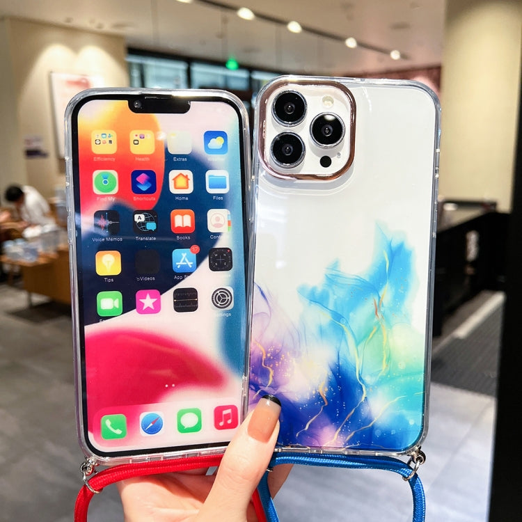Gold Halo Marble Pattern Lanyard Phone Case, For iPhone 13 Pro Max, For iPhone 12, For iPhone 12 Pro, For iPhone 12 Pro Max, For iPhone 11, For iPhone 11 Pro Max