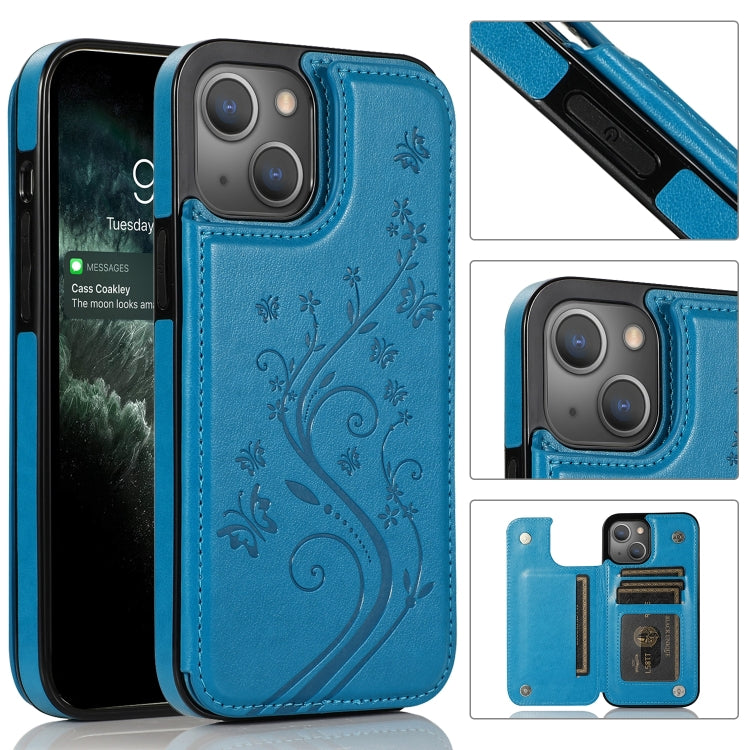 Butterflies Flowers Double Buckle Case, For iPhone 14, For iPhone 14 Plus