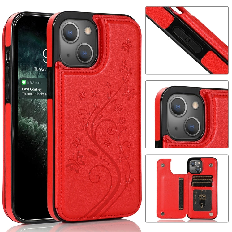 Butterflies Flowers Double Buckle Case, For iPhone 14, For iPhone 14 Plus