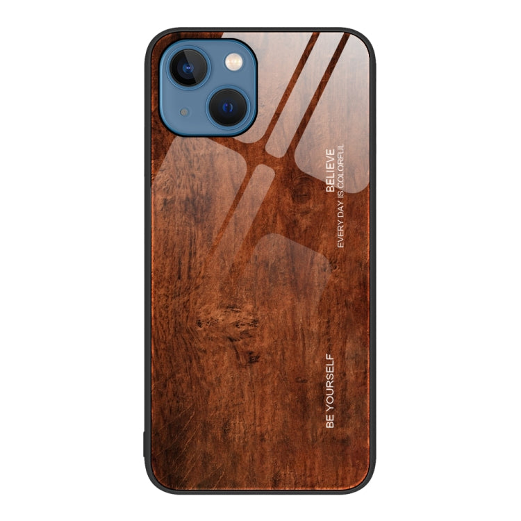 Wood Grain Glass Protective Case, For iPhone 14