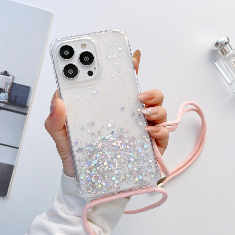 Lanyard Glitter Epoxy Clear Phone Case, For iPhone 12 / 12 Pro, For iPhone 12 Pro Max, For iPhone 11