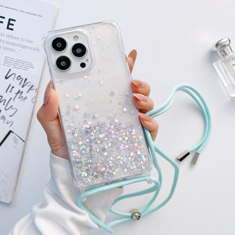 Lanyard Glitter Epoxy Clear Phone Case, For iPhone 12 / 12 Pro, For iPhone 12 Pro Max, For iPhone 11