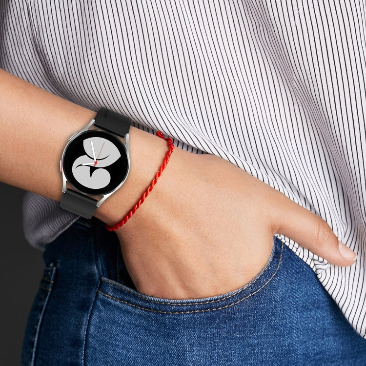 20mm Black Buckle Step Silicone Watch Band, For Samsung Galaxy Watch 5 40mm, For Samsung Galaxy Watch 5 44mm