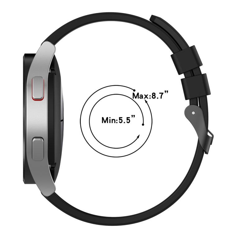 20mm Black Buckle Step Silicone Watch Band, For Samsung Galaxy Watch 5 40mm, For Samsung Galaxy Watch 5 44mm