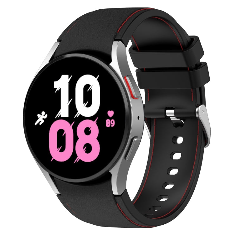 Universal Leather Texture Silicone Watch Band, For Samsung Galaxy Watch5 / Watch5 Pro / Watch4
