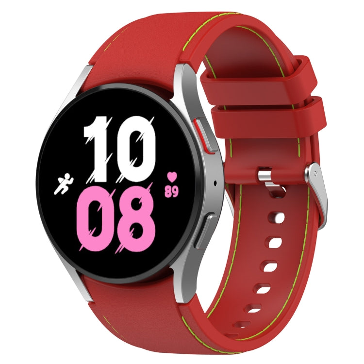 Universal Leather Texture Silicone Watch Band, For Samsung Galaxy Watch5 / Watch5 Pro / Watch4