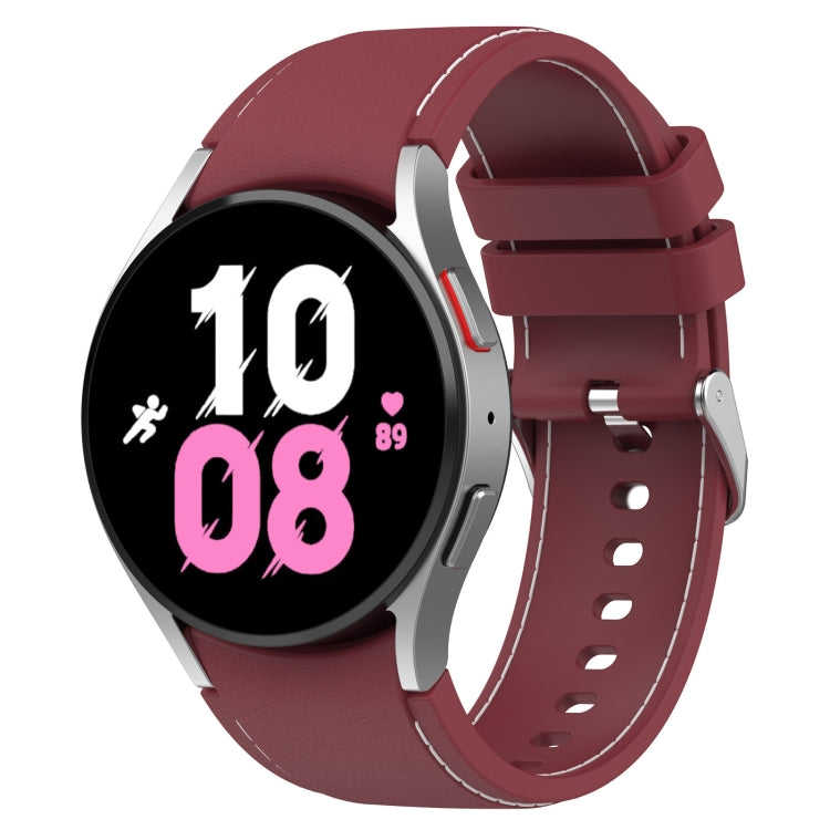 Universal Leather Texture Silicone Watch Band, For Samsung Galaxy Watch5 / Watch5 Pro / Watch4