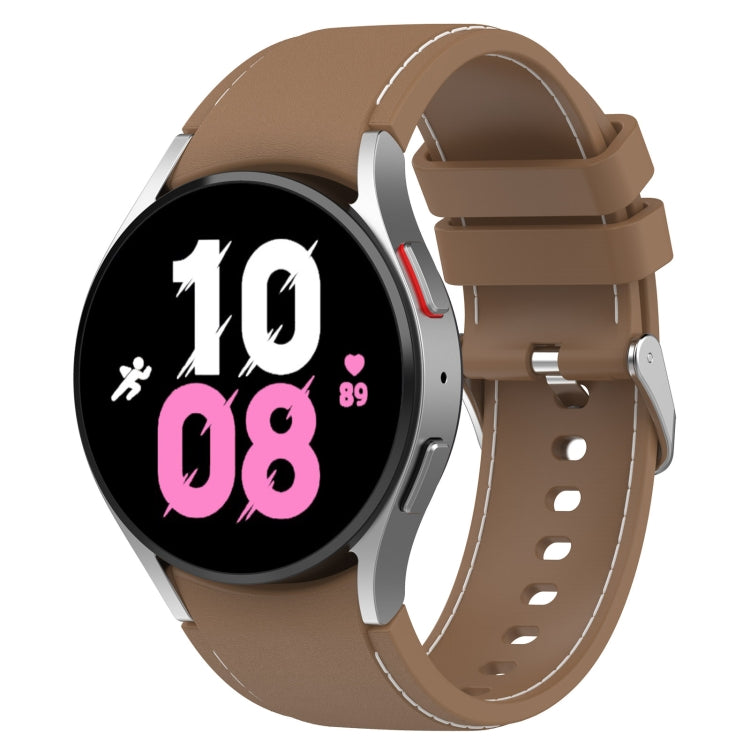 Universal Leather Texture Silicone Watch Band, For Samsung Galaxy Watch5 / Watch5 Pro / Watch4