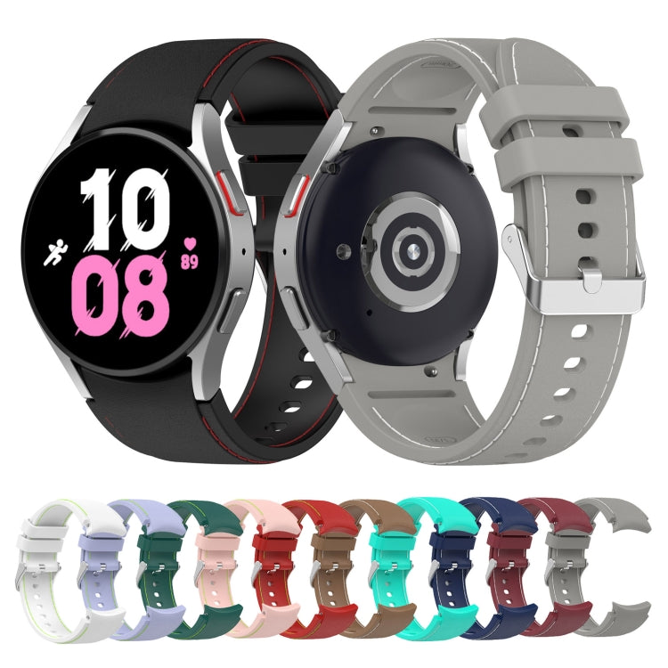 Universal Leather Texture Silicone Watch Band, For Samsung Galaxy Watch5 / Watch5 Pro / Watch4
