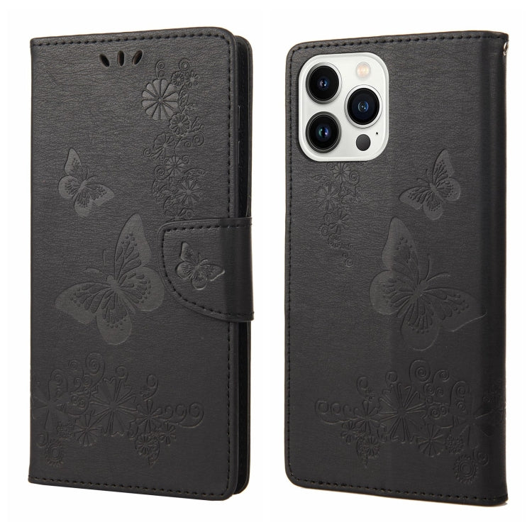 Butterfly Embossed Horizontal Flip Leather Phone Case, For iPhone 14, For iPhone 14 Plus, For iPhone 14 Pro