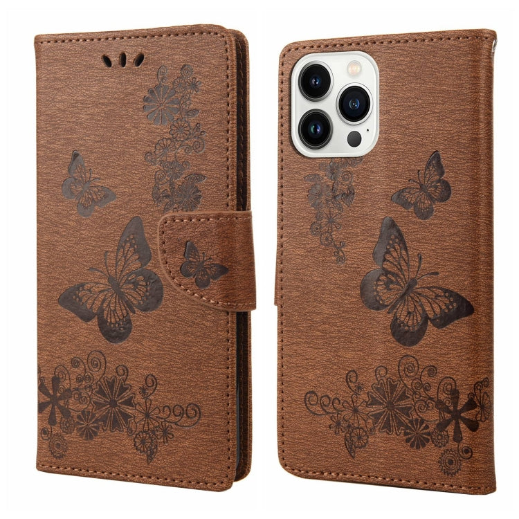 Butterfly Embossed Horizontal Flip Leather Phone Case, For iPhone 14, For iPhone 14 Plus, For iPhone 14 Pro