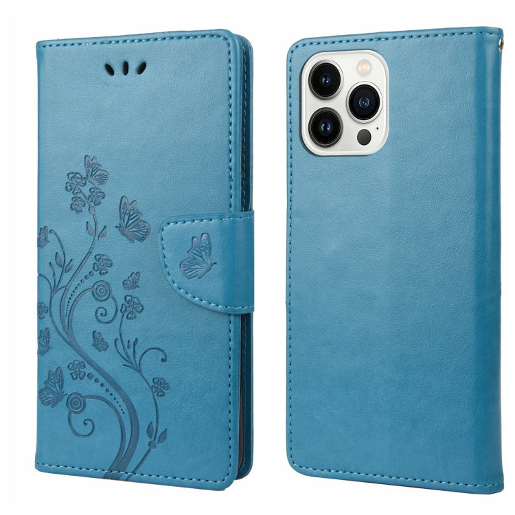 Butterfly Flower Pattern Flip Leather Phone Case, For iPhone 14, For iPhone 14 Plus, For iPhone 14 Pro