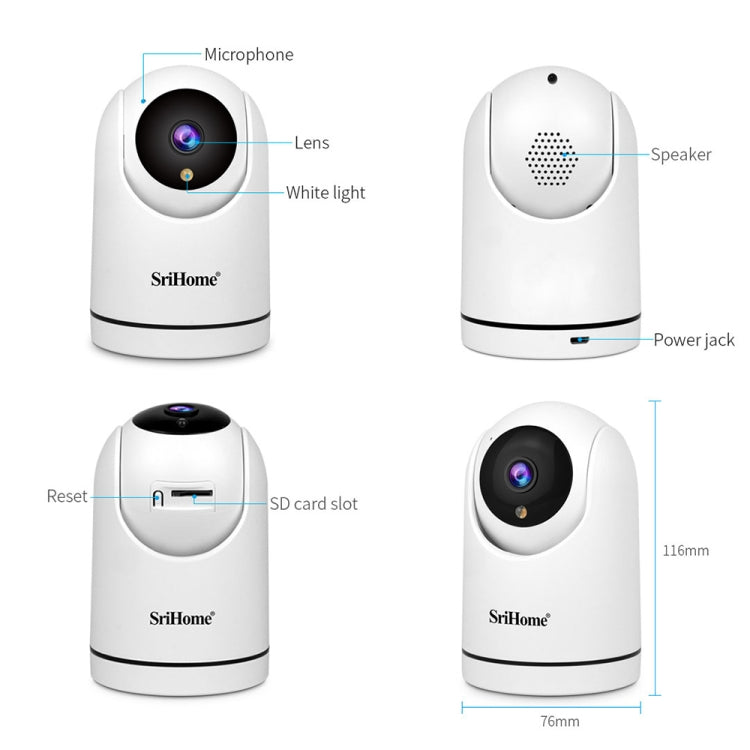 SriHome SH042 2.0MP 1080P HD AI WiFi Pan-tilt Surveillance Camera