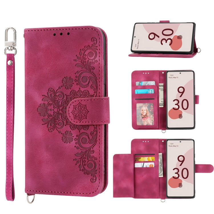 Skin-feel Flowers Embossed Wallet Leather Phone Case